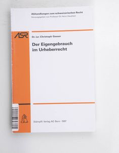 Der Eigengebrauch im Urheberrecht / Ch... Der Eigengebrauch im Urheberrecht / Ch...
