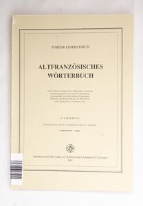 Tobler / Lommatzsch: Altfranzosisches ... Tobler / Lommatzsch: Altfranzosisches ...