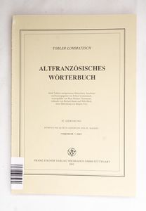 Tobler / Lommatzsch: Altfranzosisches ...