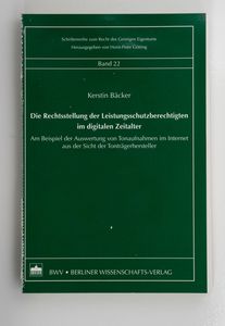 Die Rechtsstellung der Leistungsschutz... Die Rechtsstellung der Leistungsschutz...